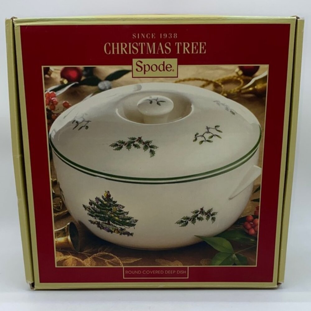 Spode Christmas Tree Round Covered Deep Dish Casserole 2L Holiday New